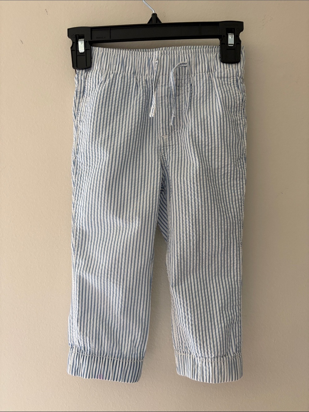 GAP Blue & White Seersucker Drawstring Kids Pants